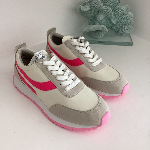 ~HOST PICK~NEW STEVE MADDEN NEUTRAL AND PINK SNEAKERS SHOES Sz 8 - Picture 4 of 8